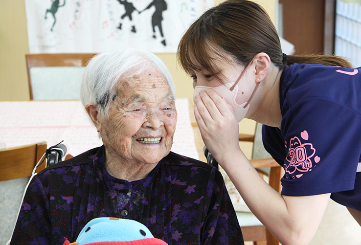利用者さんと内緒話^^